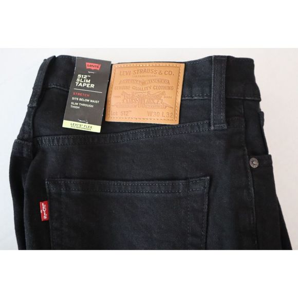 Levi's 512 Men's Sz 30 x 32 Black Premium Slim Taper Leg Denim Jeans - Picture 8 of 10